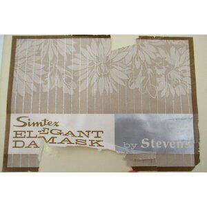 Vintage Simtex Elegant Damask Cloth Napkin Set of 12 (66x108) White Cotton Blend